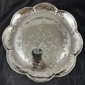Anchor Hocking Savannah 12" Platter Clear Floral Embossed Scalloped Glass - Picture 1 of 5