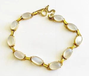 Antique 14k Yellow Gold Moonstone Link Bracelet - Picture 1 of 4