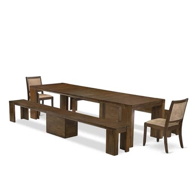 5 Pieces Extendable Dining Set Includes a Rectangle Kitchen Table - Image 1 of 3