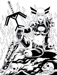 MAGIK OF X-MEN AND SKULLS CUBIERTA CALIDAD ARTE CÓMIC ORIGINAL 1 EN CARTULINA - Imagen 1 de 1