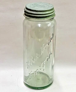 Vintage 8" White House Glas Essig Glas 8 Schrift geprägte Buchstaben mit Zinkdeckel - Bild 1 von 8