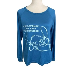 Pigiama Disney Stitch morbido blu manica lunga grafica maglietta donna taglia M - Foto 1 di 7