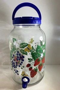 Vintage Glas Sonne Tee oder Limonade Getränkespender 1 Gallone Obst Schmetterlinge - Bild 1 von 9