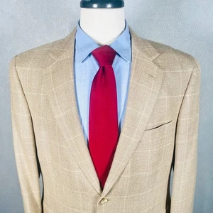 Haspel Blazer Herren 40 S Beige Seide Wolle Glen Plaid Sport Mantel Jacke - Bild 1 von 13