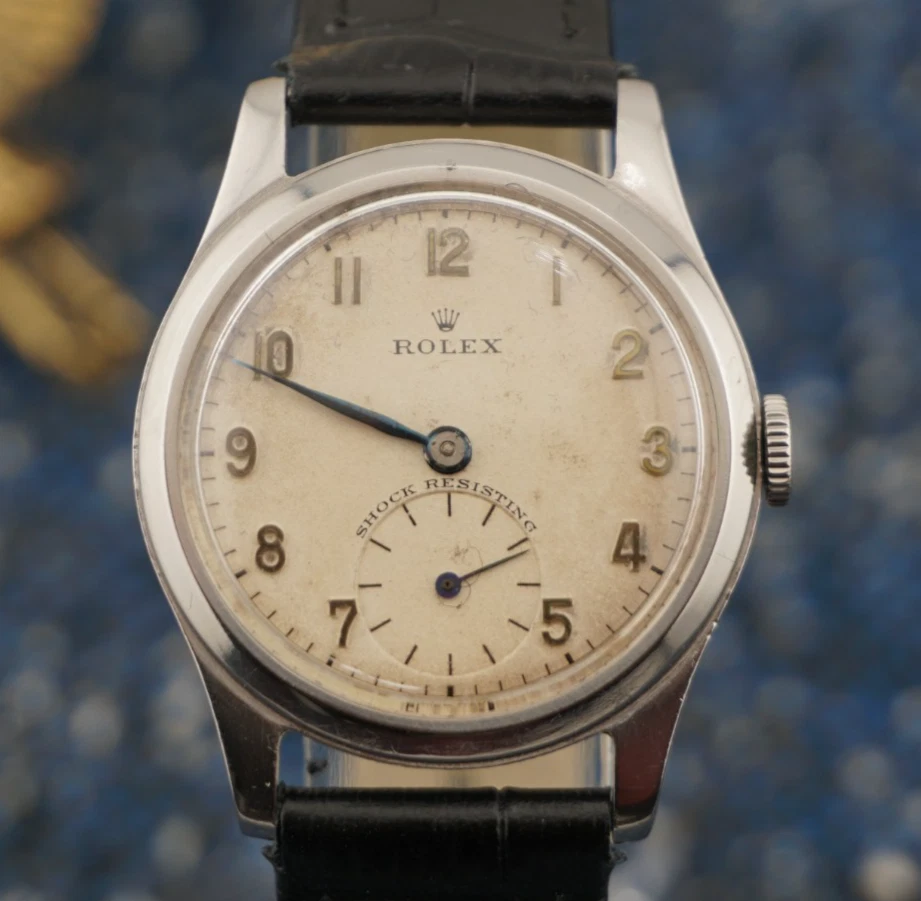 Reloj Rolex vintage de segundos pequeños de acero inoxidable de 30 mm resistente a los golpes de los años 40 Foto 1 de 4