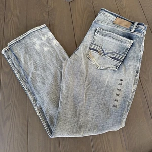 BKE Buckle Jeans Jake Straight Men's 36x32 Light Wash Blue Premium Stretch Denim - Picture 1 of 15