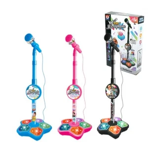 Musical Microphone with Stand Children's Karaoke Mic Flashing Light Singing Toys - Picture 1 of 7