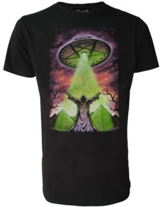 Supernatural UFO T-Shirt, Gothic Aliens Witchcraft Space Occult Mystic, Darkside - Picture 1 of 3
