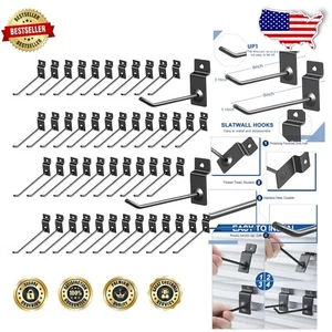 Effortless 100-Pack Black Slatwall Hooks for Organizing Garage & Retail Displays - Picture 1 of 8