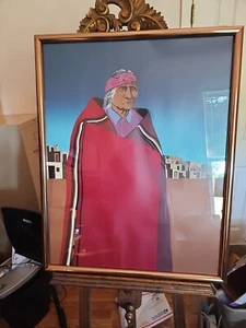 "Kim Means ""Navajo Elder"" stampa serigrafica incorniciata firmata a mano 66/200 26x32" - Foto 1 di 12