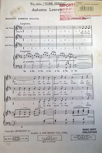 No 1451 York Series Autumn Leaves J Worsley Harrop Voice Trio Vocal Piano__ - Picture 1 of 1