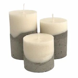 3pc Pillar Candles Gift Set Decorative Candle Grey Home Decor Handmade Luxdecor6 - Picture 1 of 5