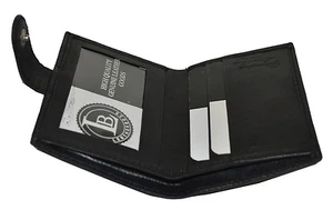 Portatarjetas de identificación de cuero genuino con cierre a presión de Leatherboss - Imagen 1 de 5