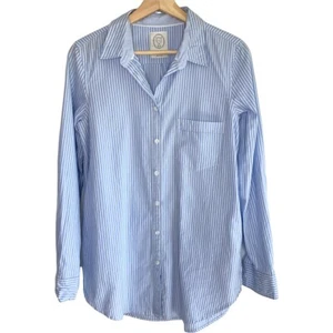 Ellen Tracy Linen Blend Stripe Roll Tab Sleeve NWT size Small - Bild 1 von 7