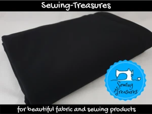 Black Plain Cotton Elastane Fabric Stretch Knit Fabric, 4 Way Stretch, very wide - Picture 1 of 1