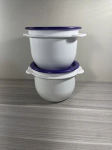 Tupperware Butterfly Bowls One Touch Seals White w/ Purple 24 oz Set of 2 New! - Picture 1 of 5