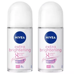 2 X Nivea Extra Brightening Roll On 8 Super Food, Vitamin C & Collagen 50ml - Picture 1 of 9