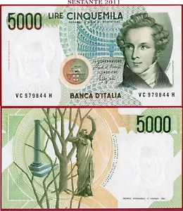 ITALIA ITALY - 5.000 5000 LIRE BELLINI 1992 - LETTERA C - P 111b - FDS / UNC - Imagen 1 de 3