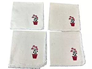 Juego De Colección De 4 Servilletas Cóctel/Almuerzo Mezcla De Lino Flor Decoración 14"x14" - Imagen 1 de 4