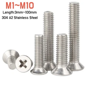 Flat Head Phillips Machine Screws Small Mini Countersunk Head Bolts A2 Stainless - Picture 1 of 5