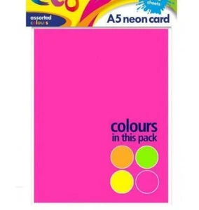 20 Feuilles A5 Néon Carte Multi Coloré Fluorescent Lisse Poster Epais - Picture 1 of 7