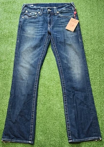 Vintage TRUE RELIGION Ricky Men's Jeans Size 33 Surfer Blue Made in USA - NEW - Picture 1 of 13