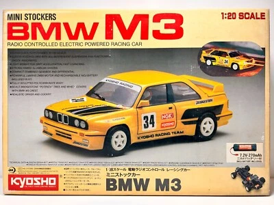 Vintage Kyosho 1/20 BMW M3 Mini Stocker 2WD EP Racing Car w/Kyosho 7.2V Battery - Image 1 of 4