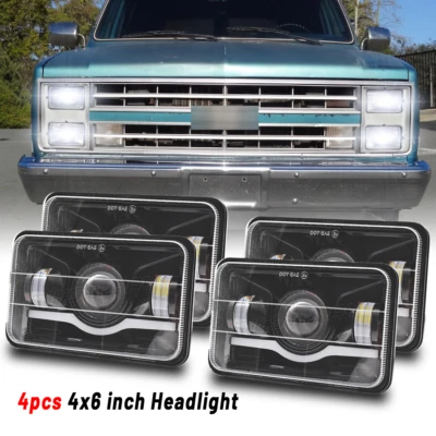 4x 4x6" Led Headlights Hi/Low For Chevrolet C10 C20 C30 K10 K20 1981-1986 Pickup - Image 1 of 4