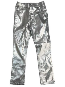 Girls Shiny Metallic Silver Leggings Pants Jeans 8 - Picture 1 of 1