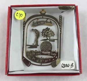 Nations Treasures Hawaii Golf 24K Flashed Brass Metal Ornament Souvenir - Picture 1 of 5