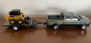 John Deere Gray Crew Cab Pickup Truck with Trailer and Skid Steer by Ertl - Picture 1 of 7