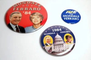 Mondale Ferraro 1984 IUE für Mondale Ferraro politische Pins 3 Stück - Bild 1 von 3