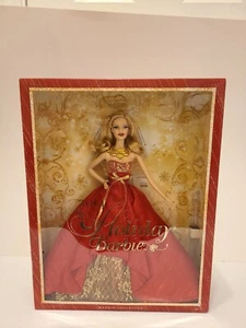 Mattel 2014 Holiday Barbie Collector Blonde red and gold gown near mint NRFB NIB - Picture 1 of 8