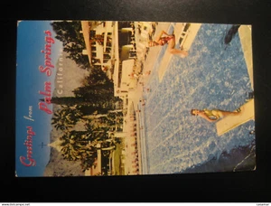 Palm Springs California Greetings The Lookout Hotel Pool Desert Resort Postcard - Picture 1 of 1