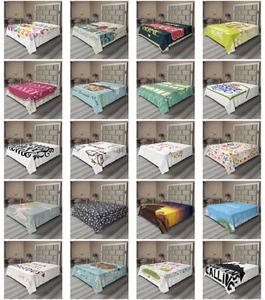 Ambesonne Saying Design Flat Sheet Top Sheet Decorative Bedding 6 Sizes - Picture 1 of 42