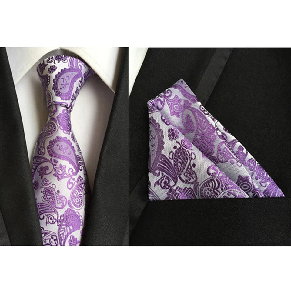 Pañuelo con corbata floral jacquard cachemira para hombre conjunto corbatas pañuelo cuadrado de bolsillo Foto 1 de 1