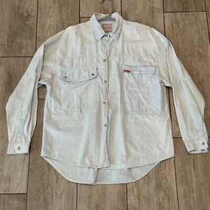 Vintage Jordache Studios, Long Sleeve Button Up Shirt, Big Pocket Stripe - Picture 1 of 7