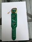 vintage watch band 1970's vinyl  Mod snaps old stock  glossy green color