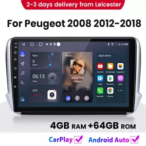 For Peugeot 208 2008 2012-2018 Android 13 Car Stereo CarPlay Head Unit BT 4+64GB - Picture 1 of 10