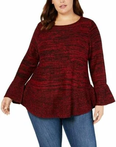 Style&co. Suéter Pullover Damas Mangas Campana con Volantes Rojo jaspeado Talla Grande 2X - Imagen 1 de 2