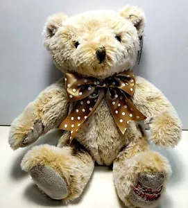 FAO Schwarz orsacchiotto marrone smerigliato peluche nastro a pois 11" giocattolo morbido NUOVO - Foto 1 di 6