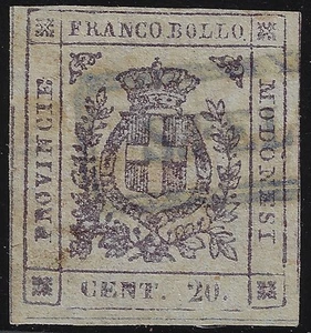 1859 ASI Modena e Reggio Governo Provvisorio 20c. lilla grigio Sassone 16 usato - Imagen 1 de 3