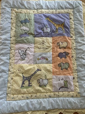 Edredón edredón Carters John Lennon Imagine Baby azul amarillo animales 40"x32" Foto 1 de 4