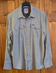 Camicia uomo Wrangler Outdoor serie L/S marrone bottoni davanti etichetta taglia XL regular - Foto 1 di 4