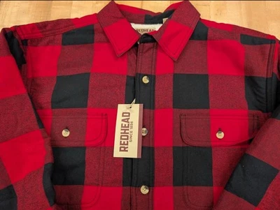 RedHead Sherpa Lined Flannel Shirt Jacket Men's Large Red Buffalo Check Plaid - Image 1 of 3