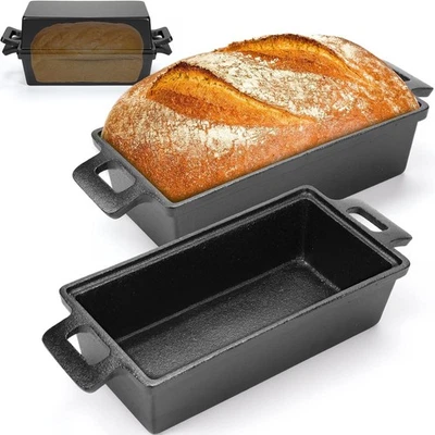 2 Piece 10 X 5 Inches Cast Iron Bread Pan with Lid 2 in 1 Loaf Pans Set Bakeware - Image 1 of 2