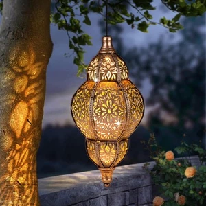 Hanging Solar Lantern Outdoor Decor, Moroccan Solar Lights for Outside Garden... - Picture 1 of 6