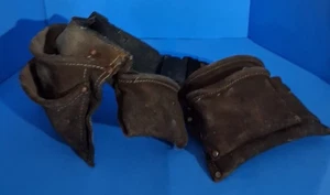 Cinturón de herramientas de contratista de constructor de cuero antiguo - Imagen 1 de 5