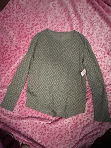 NWT Girls GAP Long Sleeve Patterned Crew Neck Shirt Green - Picture 1 of 3