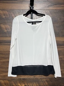 NYL Sport Shirt Women’s Size X-Large Long Sleeve Active Athletic White & Black - Picture 1 of 15